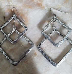2 1/2" DOUBLE SQ LOOK DROP EARRINGS